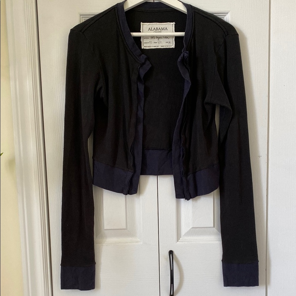 Alabama Chanin The Cropped Cardigan 100% Organic Cotton Hand Crafted designer M